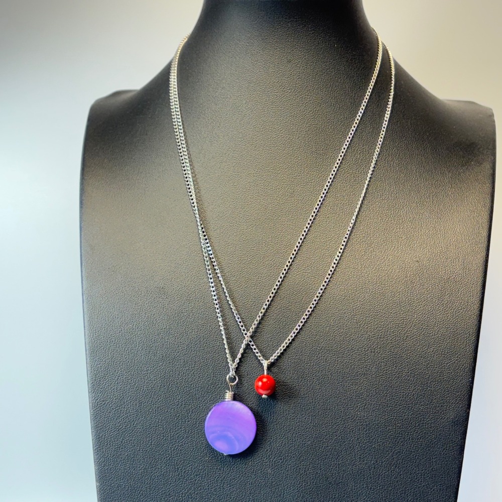Vintage Y2K Necklaces Purple Red Silver Tone Boho Whimsygoth Statement